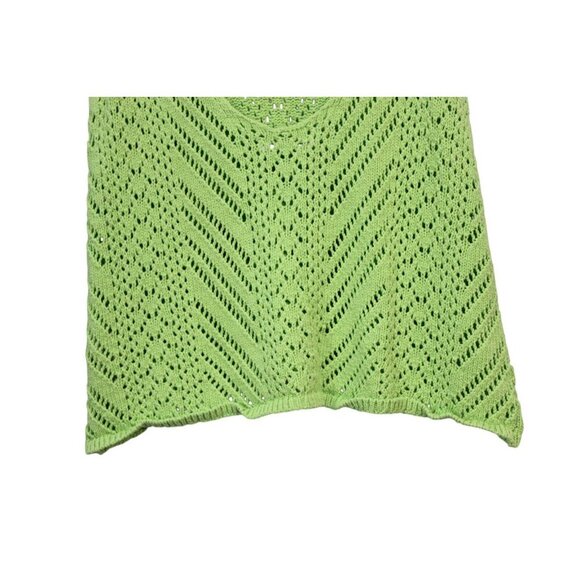 Abercrombie Fitch Tank Medium Open Knit Crochet Green Cotton Beach Preppy Boho - Picture 9 of 11